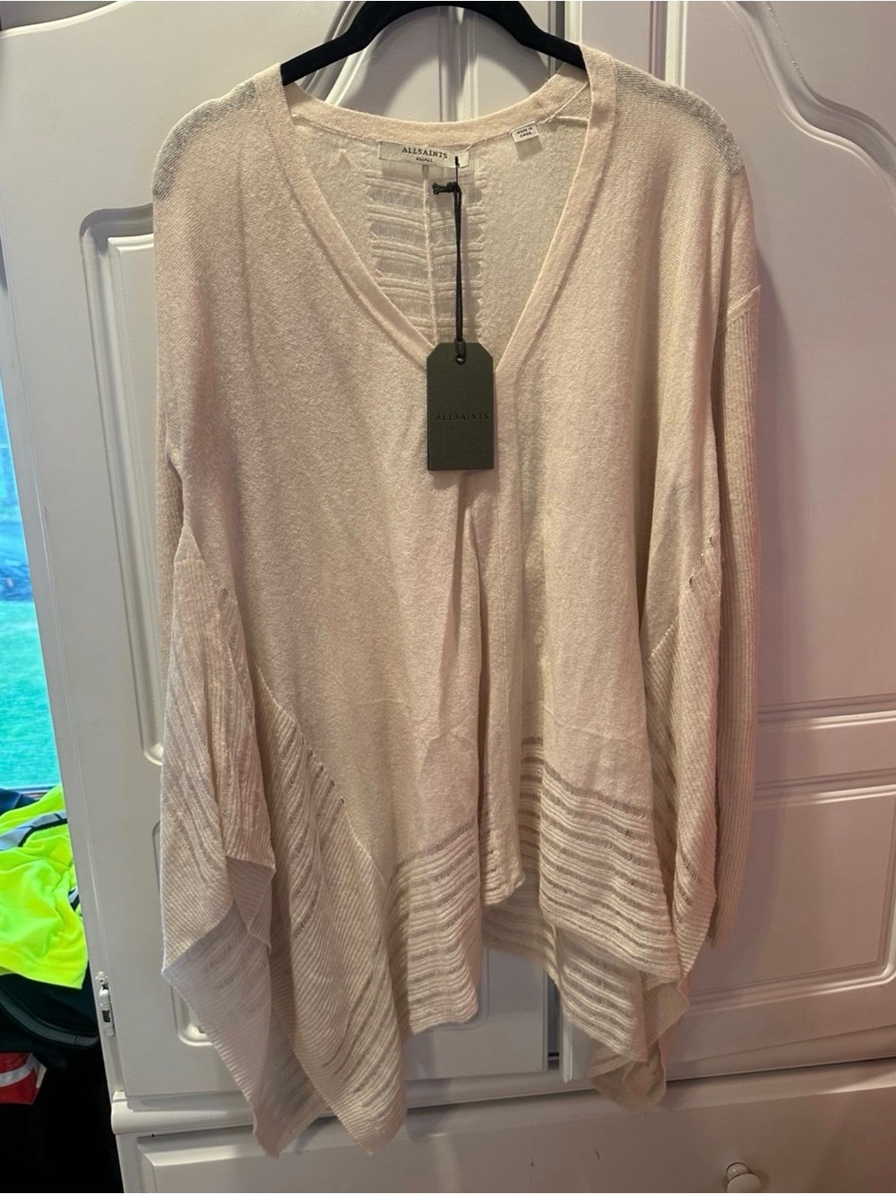 All Saints Pale Pink Draped V-Neck Knit Tunic